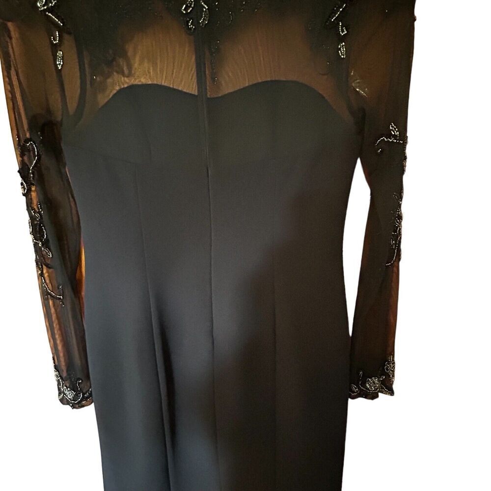 MARINA Women’s Navy Beaded Long Sleeve Sheath Lined Cocktail Wedding Dress 6 - Picture 11 of 14